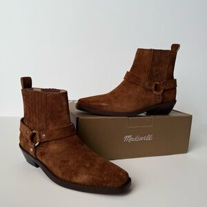 Madewell “The Santiago” Western Moto Brown Suede Boots